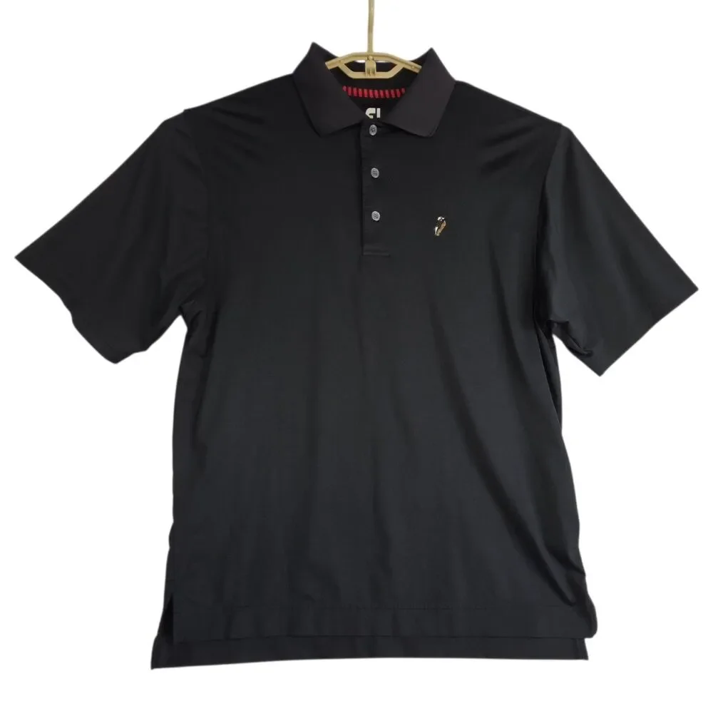 FootJoy x Forest Creek Men Medium Black Golf Polo Shirt Performance Pinehurst NC